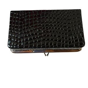 Jewelry Box 8” x 5” 2” High  Snake Skin Print
Metal trim and Clasp Silver Tone